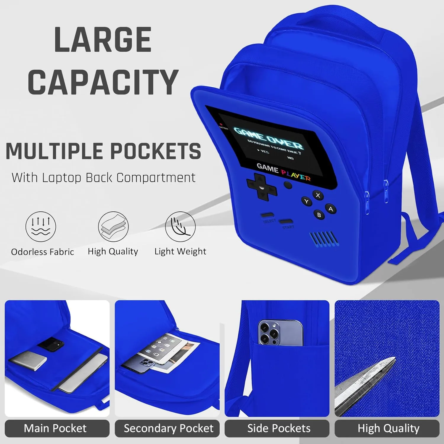 Gamer Backpack for Boys,School Boys Backpack for Kids Children Teens Elementary Middle High School,17" Large Capacity Student Bookbag & Multifunctional Video Game Travel Bag