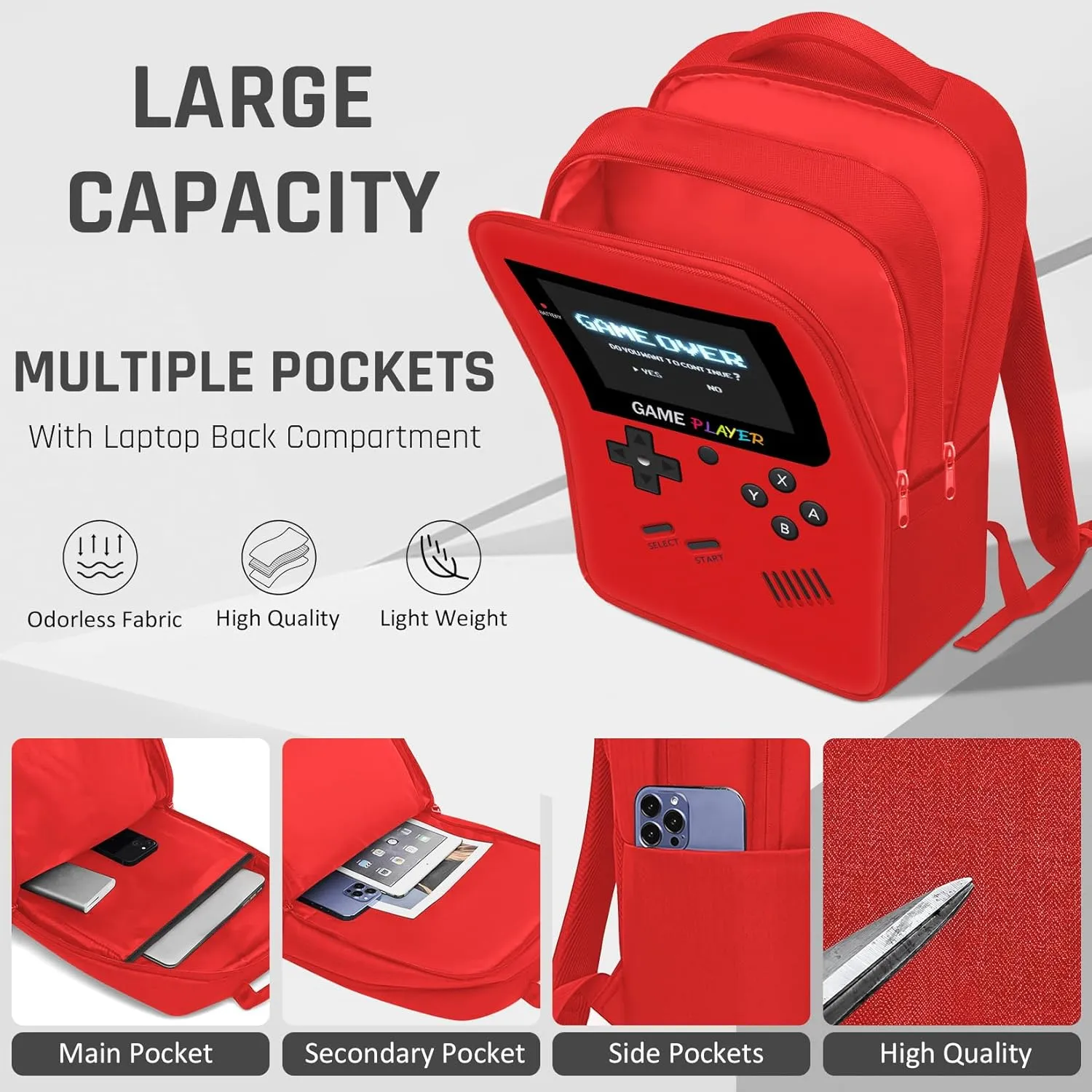 Gamer Backpack for Boys,School Boys Backpack for Kids Children Teens Elementary Middle High School,17" Large Capacity Student Bookbag & Multifunctional Video Game Travel Bag