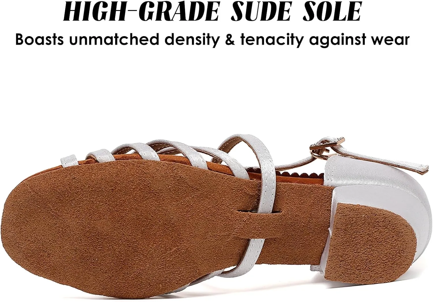 Girls Latin Dance Shoes Low Heels Ballroom Salsa Tango Performance Practice Dance Shoes for Girls Kids, White Black Tan (Toddler/Little Kid/Big Kid)