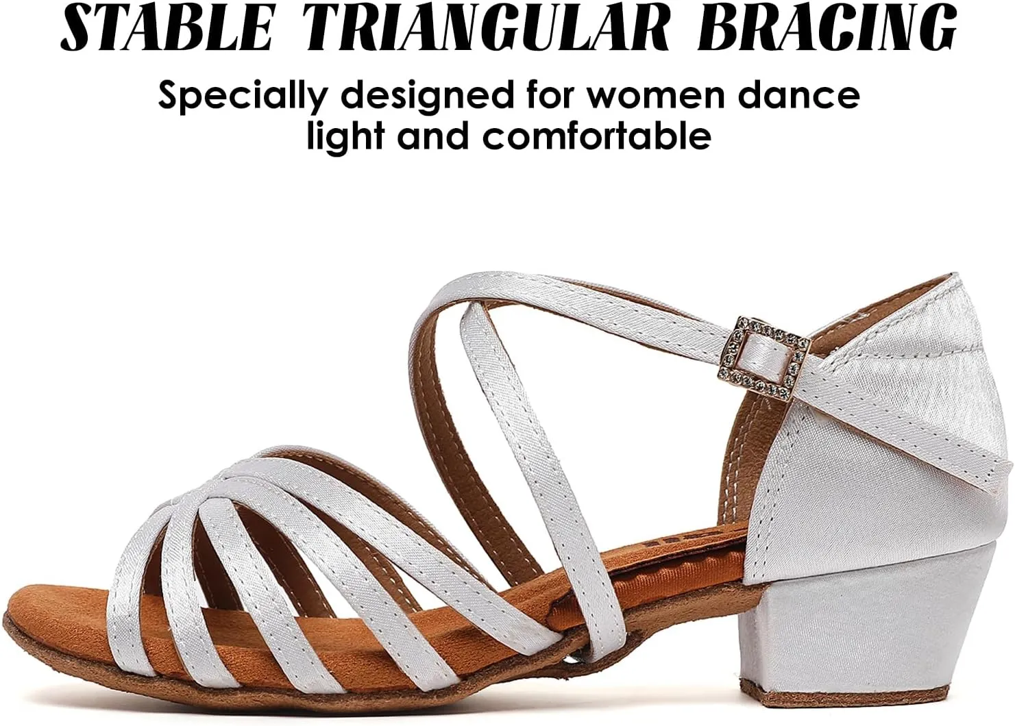 Girls Latin Dance Shoes Low Heels Ballroom Salsa Tango Performance Practice Dance Shoes for Girls Kids, White Black Tan (Toddler/Little Kid/Big Kid)