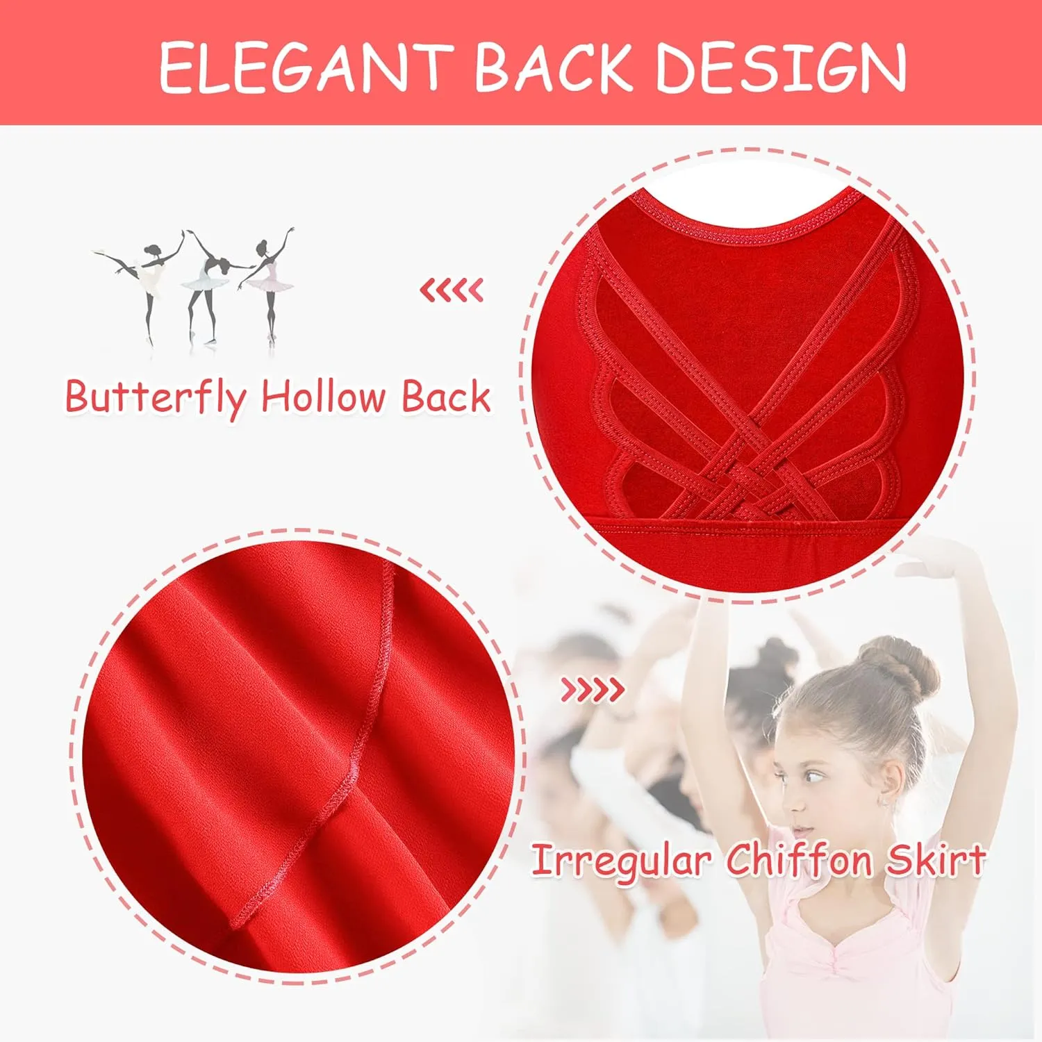 Girls Tank Ballet Leotards with Skirt Toddler Dance Dress,Cute Butterfly Hollow Back