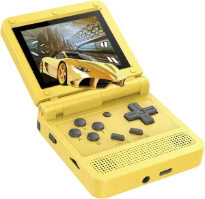 GoolRC Handheld Game Console 3-inch IPS Screen Open Flip Handheld Console with 16G TF Card Built in 2000 Games Portable Mini Retro Game Console Yellow