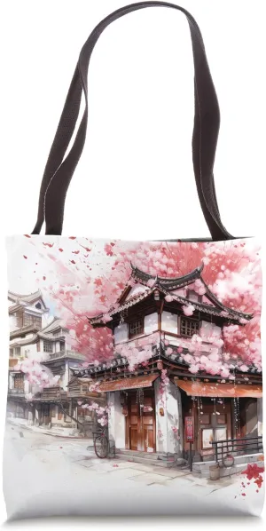 Graceful Canopy of Cherry Blossoms Adorns Urban Streets Tote Bag