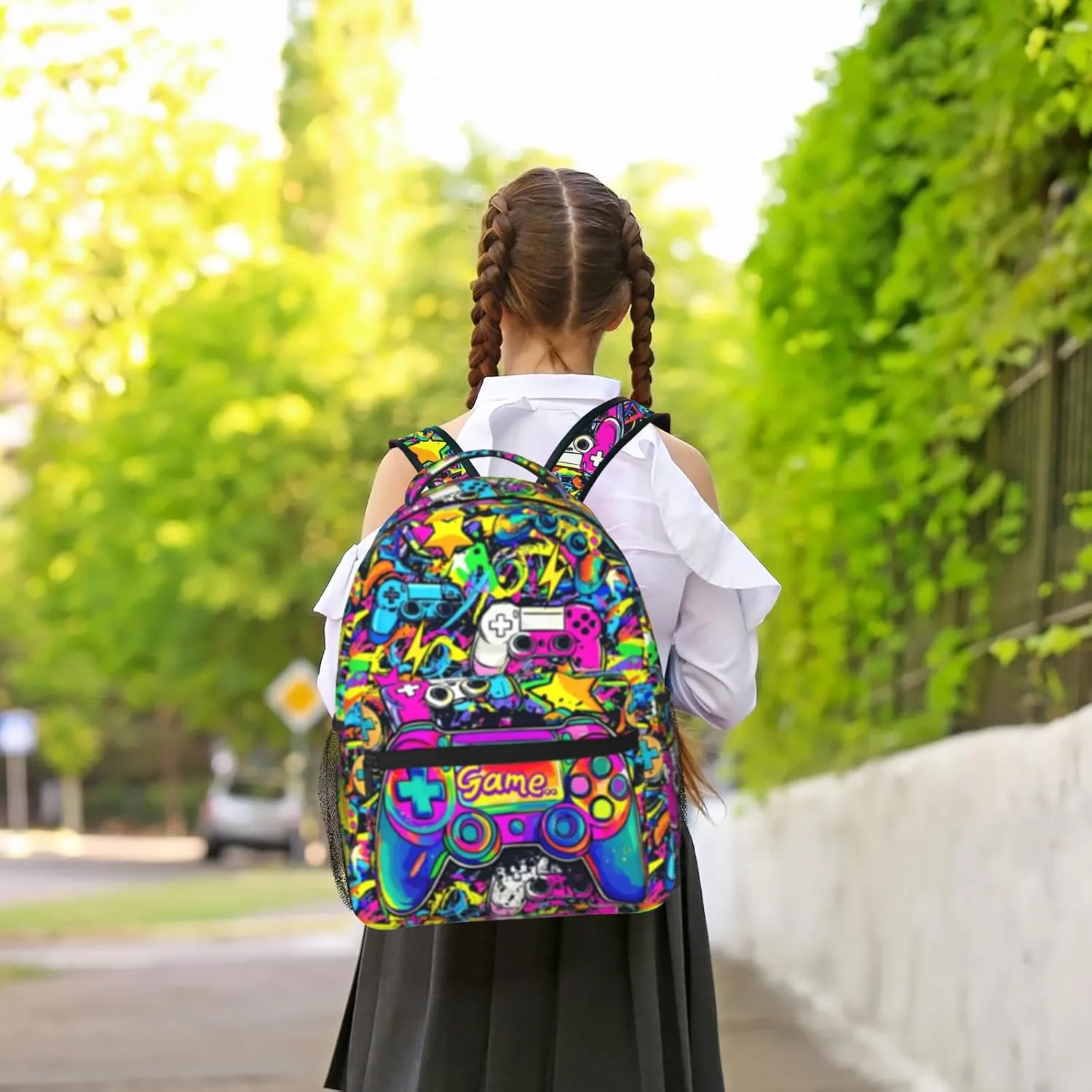 Graffiti Gaming Backpack For Teens Boys Kids Gamer Backpack School Bag For Kids Boys Girls Students Game Bookbags Laptop Computer Bag Age 6-8，8-10，10-12 Years Old