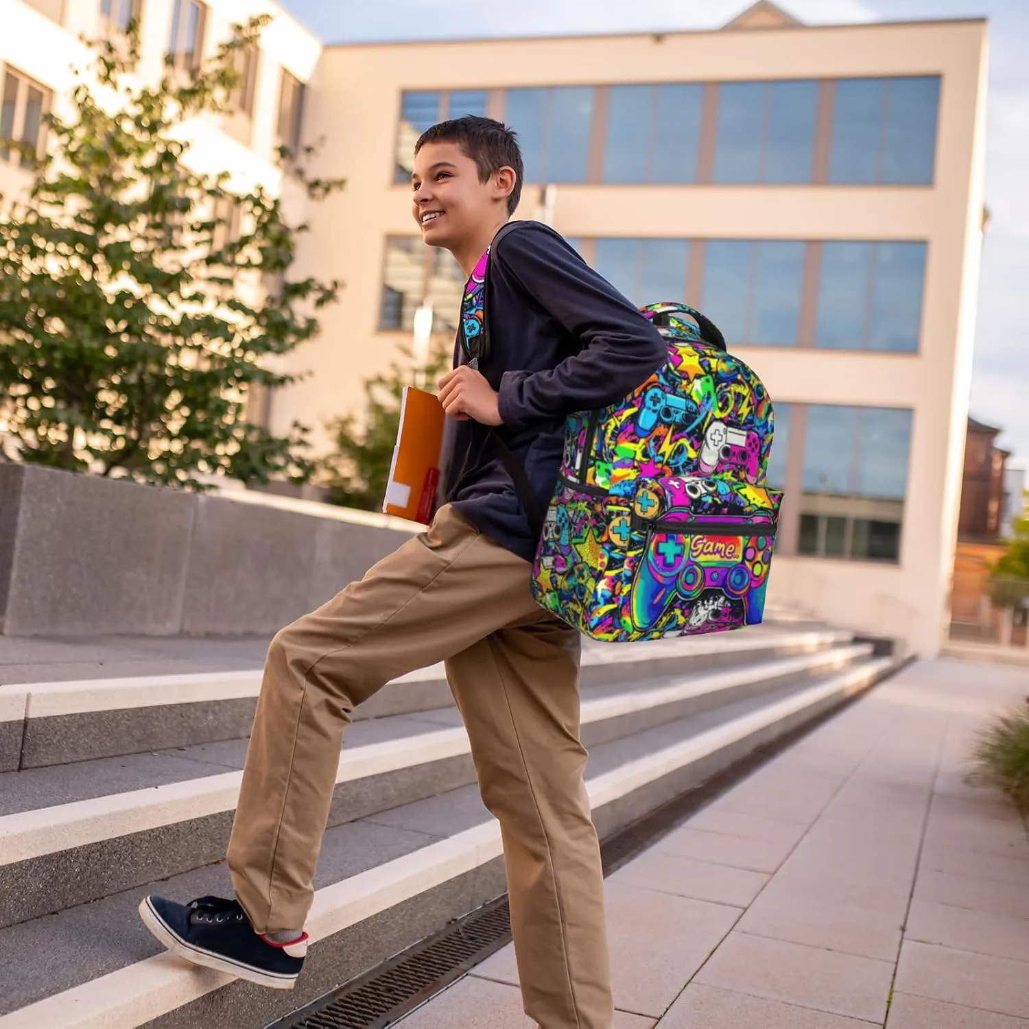 Graffiti Gaming Backpack For Teens Boys Kids Gamer Backpack School Bag For Kids Boys Girls Students Game Bookbags Laptop Computer Bag Age 6-8，8-10，10-12 Years Old