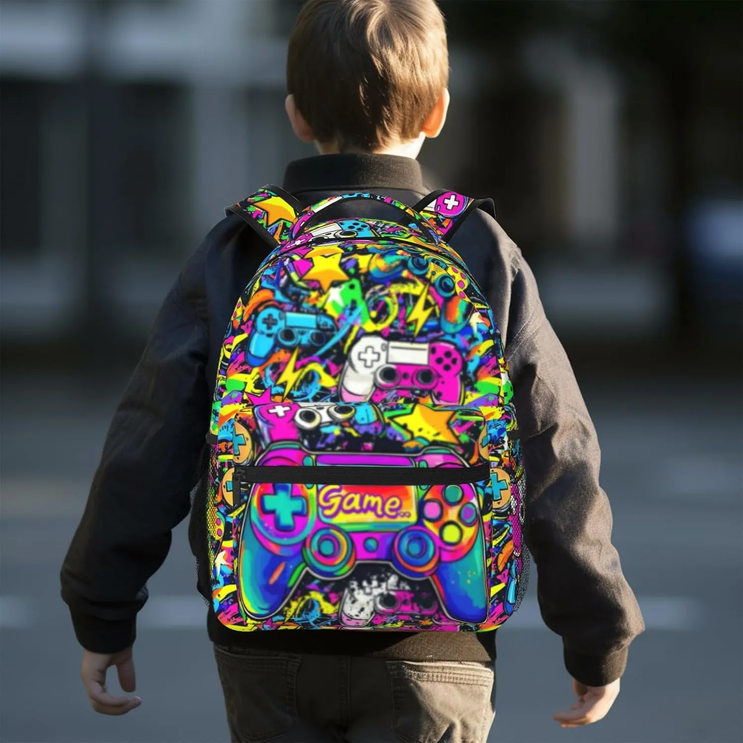 Graffiti Gaming Backpack For Teens Boys Kids Gamer Backpack School Bag For Kids Boys Girls Students Game Bookbags Laptop Computer Bag Age 6-8，8-10，10-12 Years Old