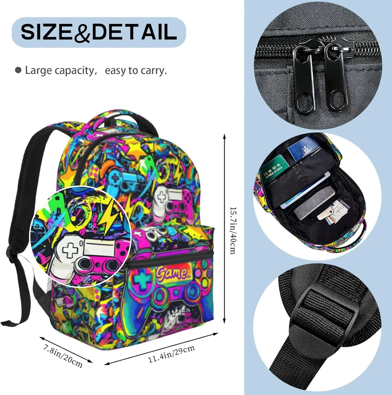 Graffiti Gaming Backpack For Teens Boys Kids Gamer Backpack School Bag For Kids Boys Girls Students Game Bookbags Laptop Computer Bag Age 6-8，8-10，10-12 Years Old