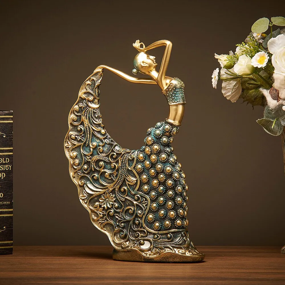 Home Decoration Accessories One Piece Resin Statue Dancer Girl Model Living Room Decor Sculpture Modern Art Office Desk Decor
