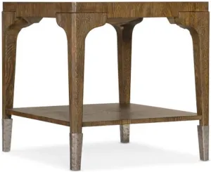 Hooker Furniture Chapman Rectangle Veneers and Metal End Table in Brown/White