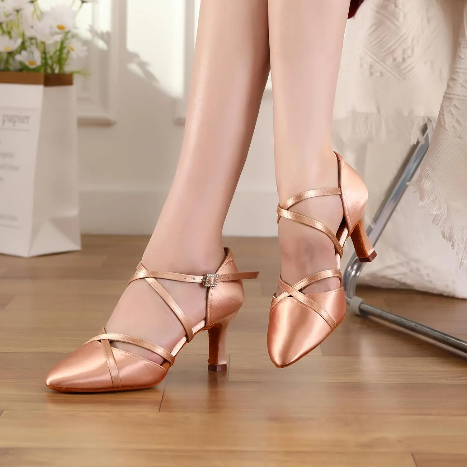 HROYL Women Latin Dance Shoes Salsa Tango Standard Practice Performence Party Closed Toe Ballroom Dance Shoes,Model 933