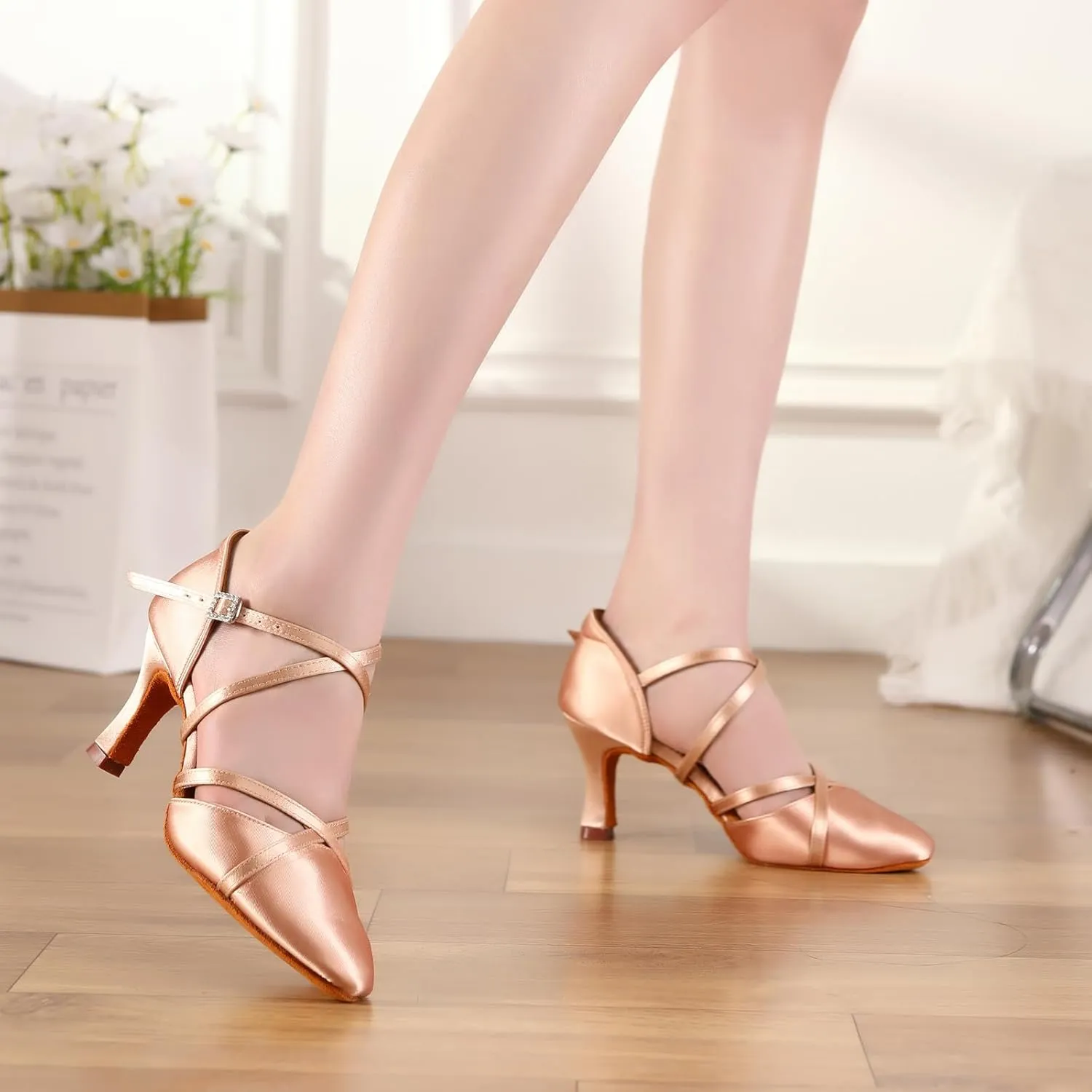 HROYL Women Latin Dance Shoes Salsa Tango Standard Practice Performence Party Closed Toe Ballroom Dance Shoes,Model 933