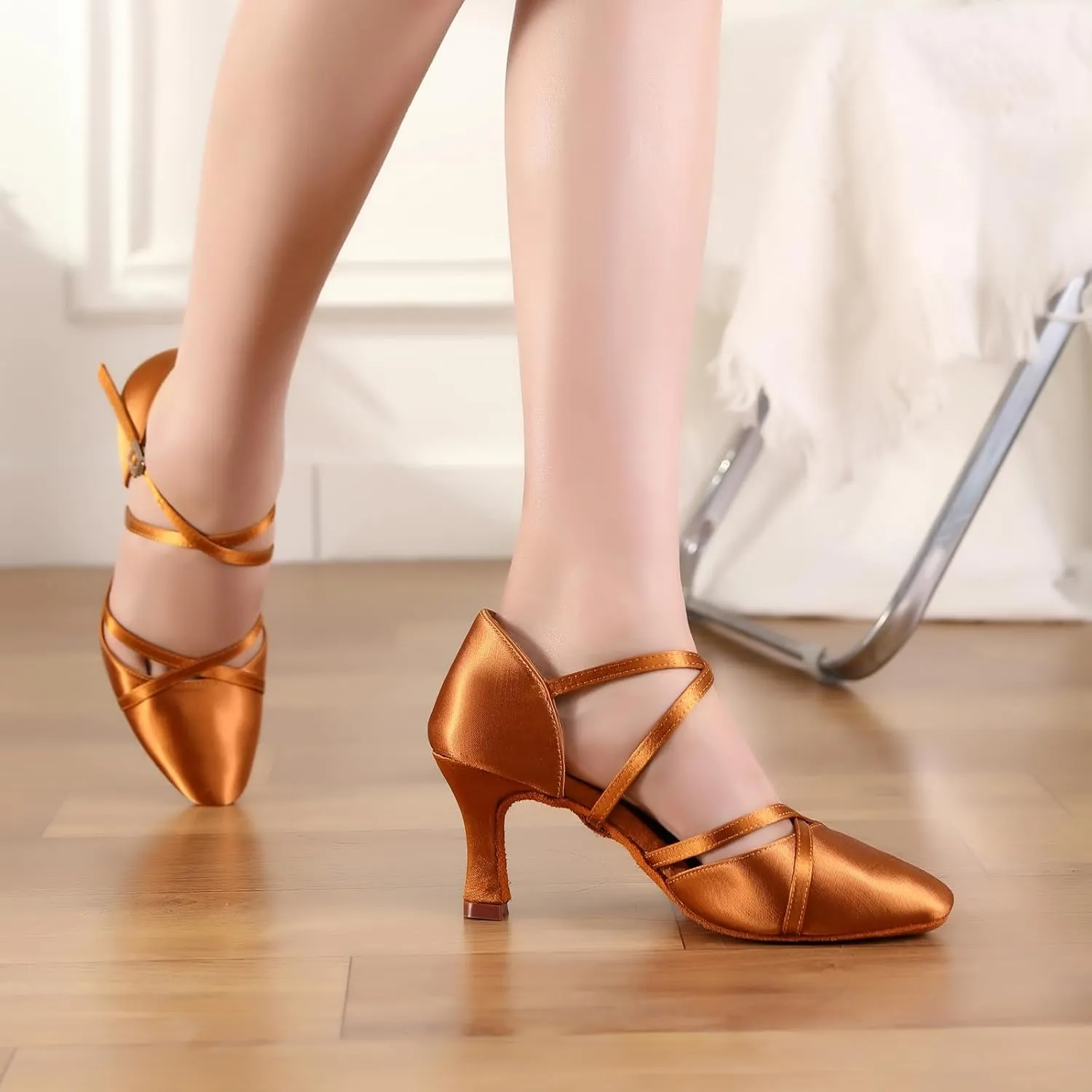 HROYL Women Latin Dance Shoes Salsa Tango Standard Practice Performence Party Closed Toe Ballroom Dance Shoes,Model 933