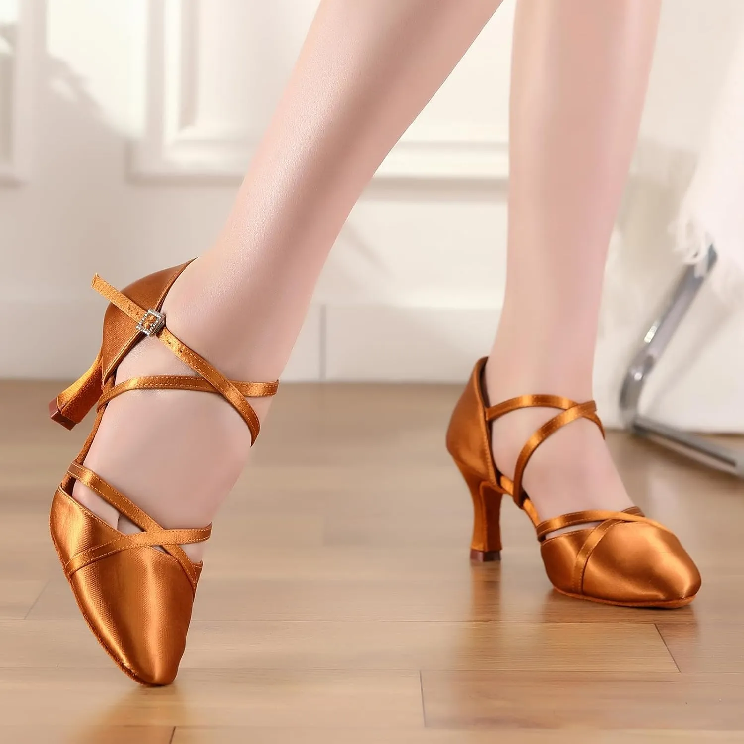HROYL Women Latin Dance Shoes Salsa Tango Standard Practice Performence Party Closed Toe Ballroom Dance Shoes,Model 933
