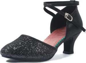 iCKER Womens Latin Dance Shoes Heeled Ballroom Salsa Tango Party Sequin Dance Shoes