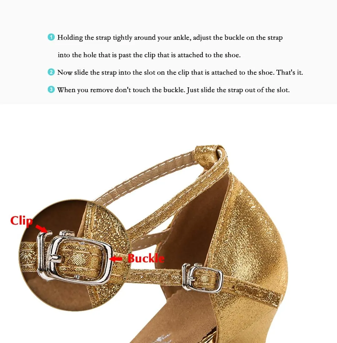 iCKER Womens Latin Dance Shoes Heeled Ballroom Salsa Tango Party Sequin Dance Shoes