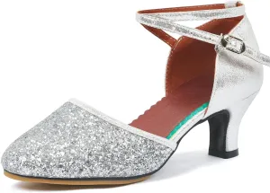 iCKER Womens Latin Dance Shoes Heeled Ballroom Salsa Tango Party Sequin Dance Shoes