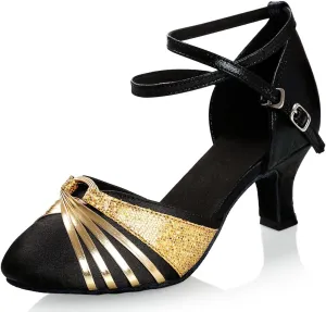 iCKER Womens Latin Dance Shoes Heeled Ballroom Salsa Tango Party Sequin Dance Shoes