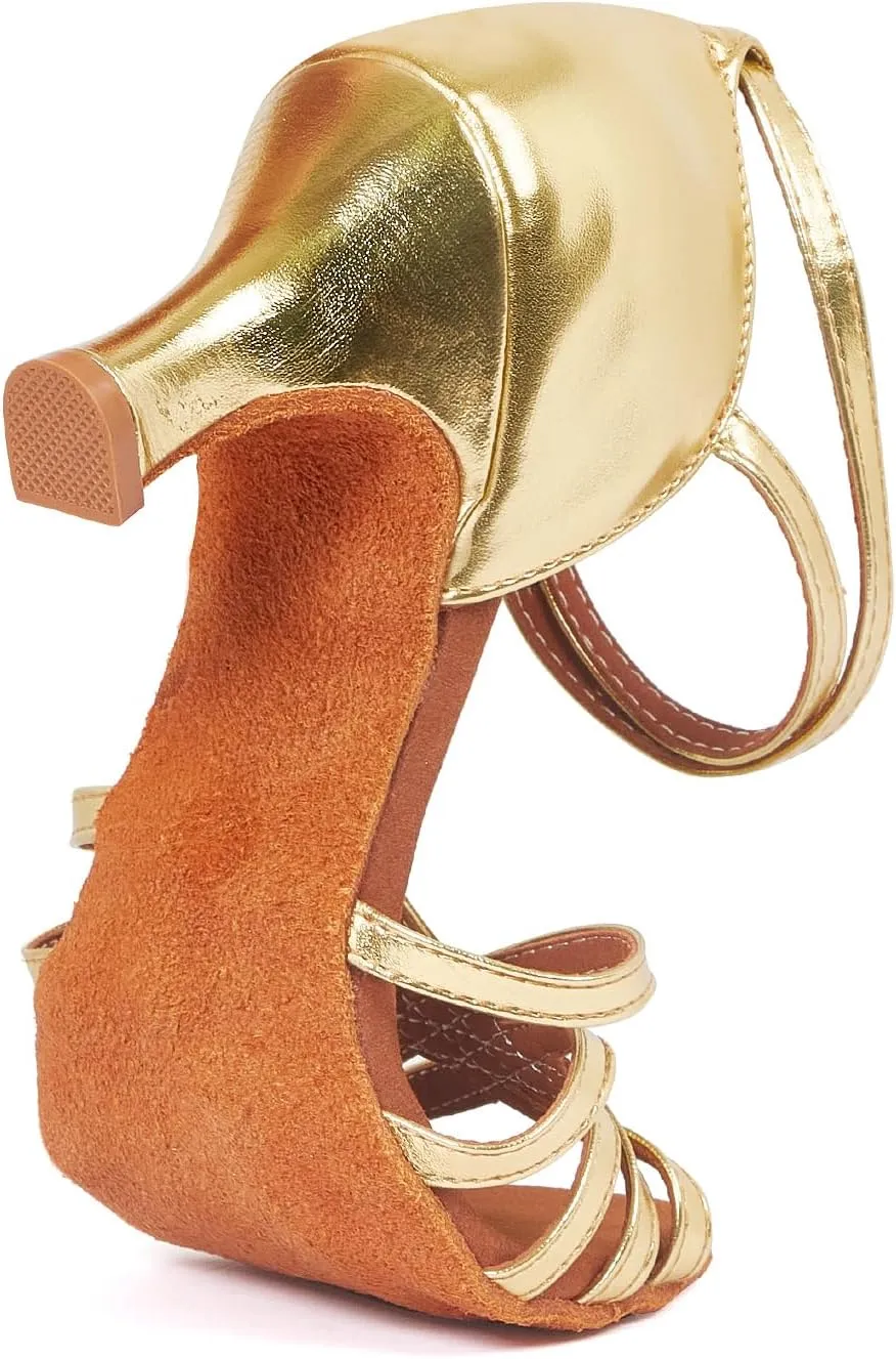 iCKER Womens Latin Dance Shoes Heeled Ballroom Salsa Tango Party Sequin Dance Shoes