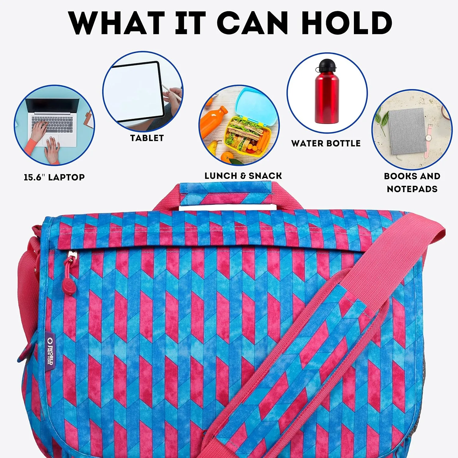 J World New York Thomas Laptop Messenger Bag for Women & Men. Kids Computer Bookbag