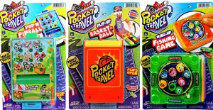 JA-RU Pocket Retro Mini Handheld Games (3 Toys Bundle) Mini Basketball, Hand Pinball Game, & Magnetic Fishing Toy. Classic Party Favors for Kids. 3255-3258-3205p