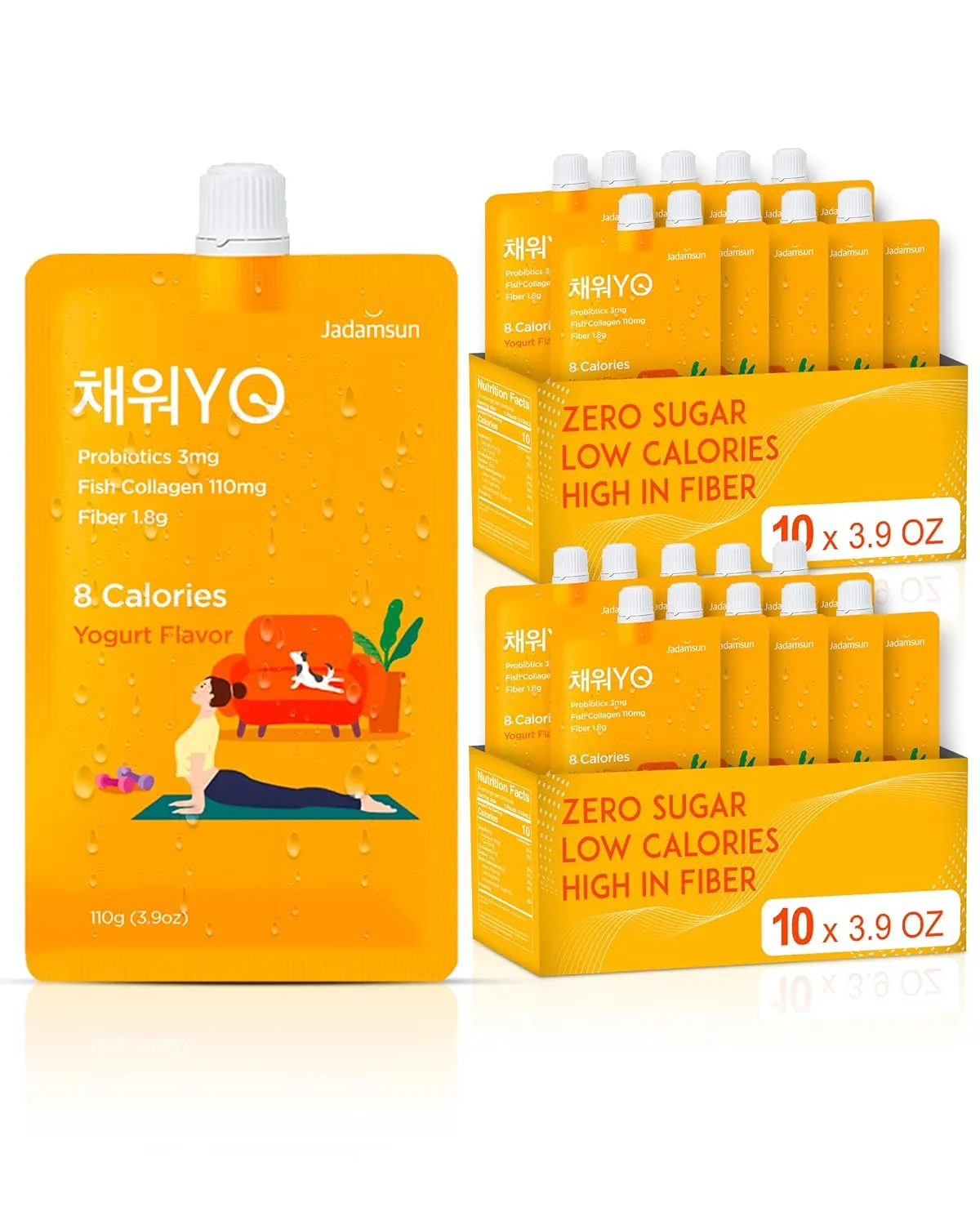 Jadamsun Konjac Jelly Juice (Yogurt, 20 pcs) - Delicious Low-Calorie Healthy Korean Snack, Drinkable Fruit Snack, Sugar-Free, Vegan, Gluten-Free