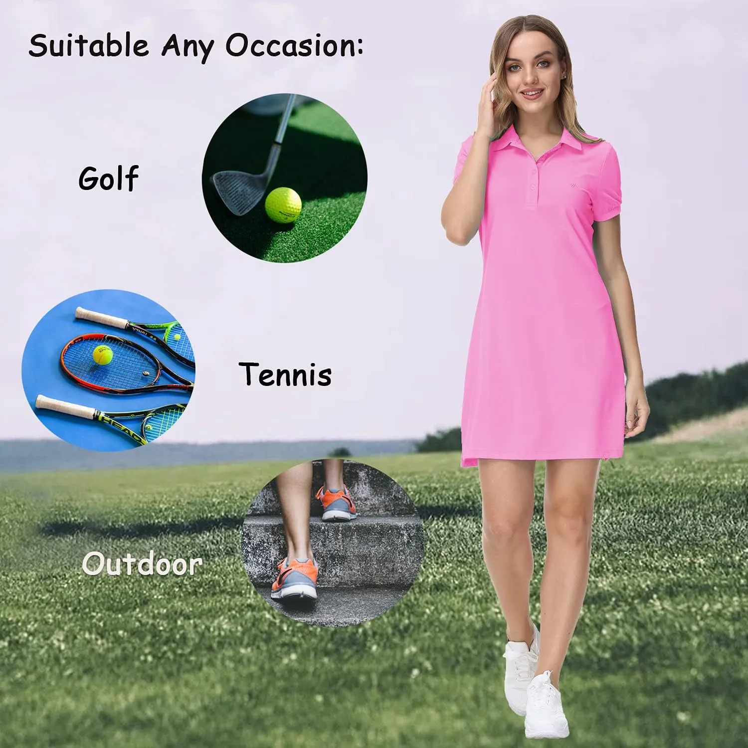 JINSHI Women T Shirt Dress Hiking/Tennis/Golf/Leisure Comfortable and Soft Athletic Dress for Women