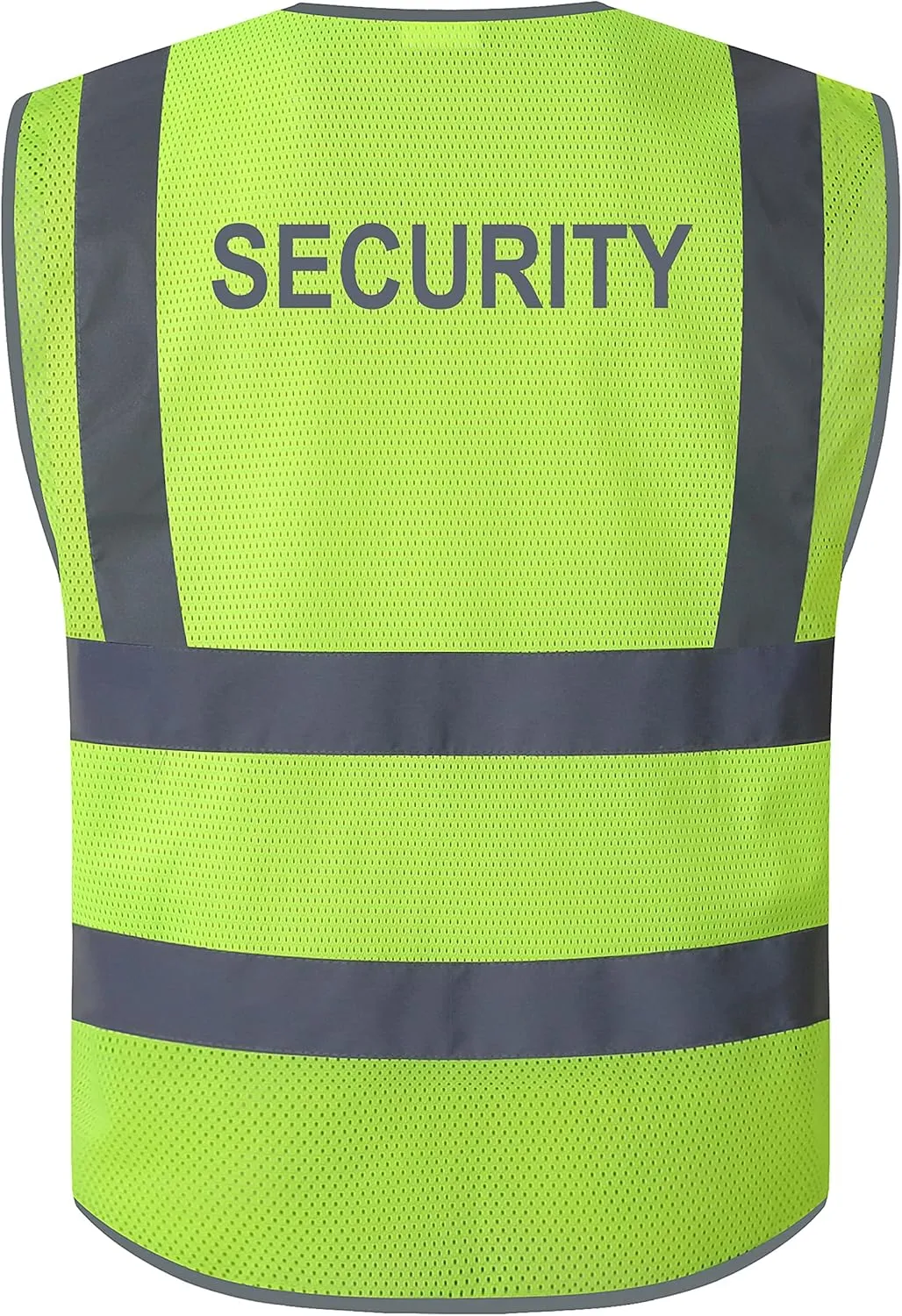JKSafety 9 Pockets Class 2 Security Hi-Vis HQ Mesh Lite Hi-Vis Zipper Front Safety Vest | Neon Color Body with Retro-Reflective Strips | Comply ANSI/ISEA Safety Standards (200-Security-Yellow, M)