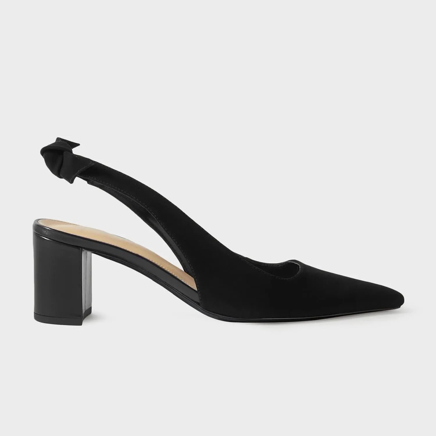 Juliet Holy Womens Pumps Pointed Toe Slip on Slingback Cute Bowknot Classic Chunky Block Heels