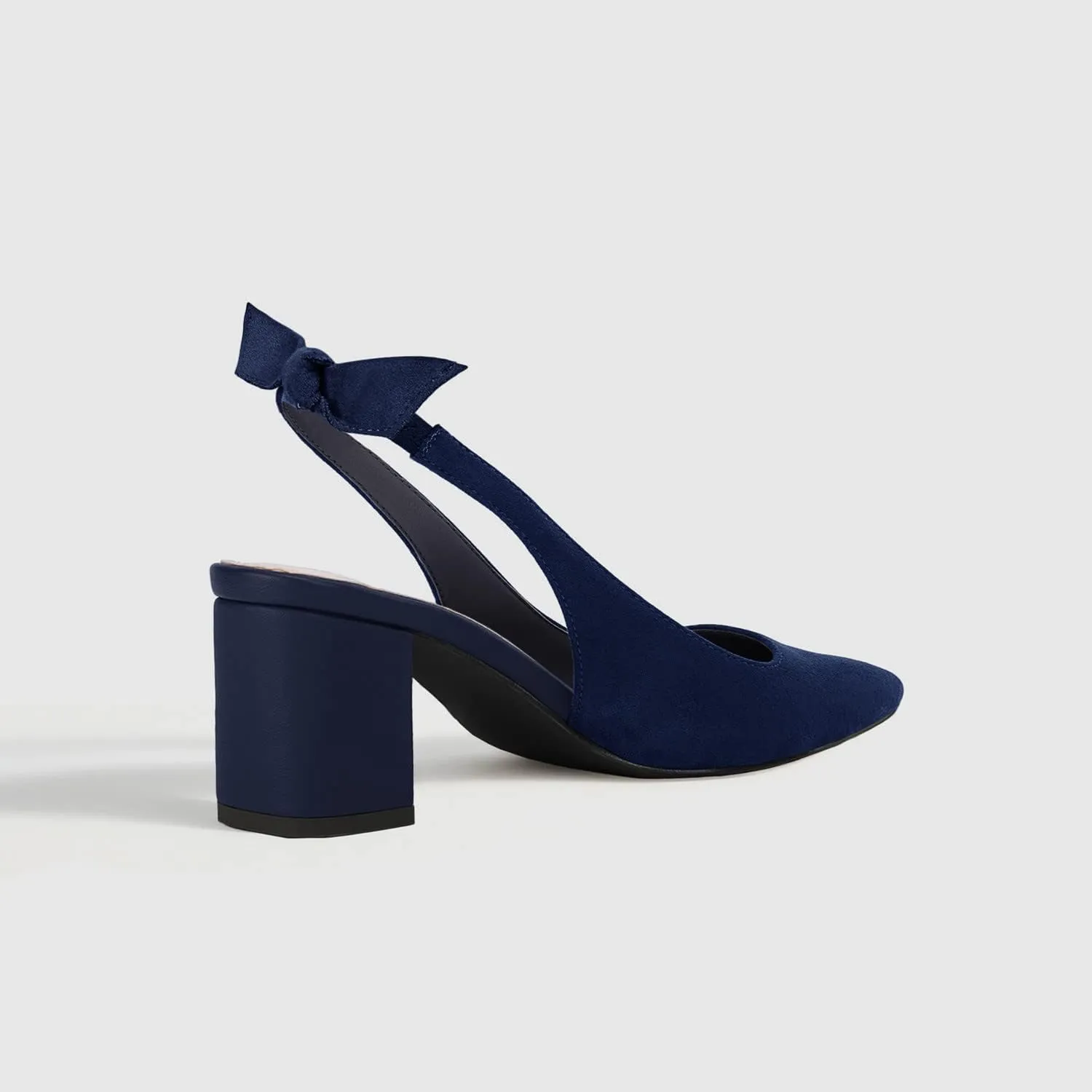 Juliet Holy Womens Pumps Pointed Toe Slip on Slingback Cute Bowknot Classic Chunky Block Heels
