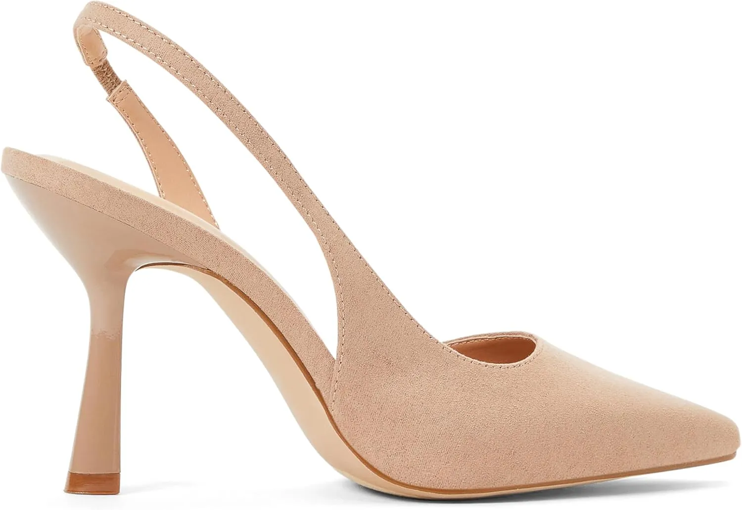 JustFab Black Closed Toe Heels for Women Pointed Toe Kitten Heels Slingback Pumps Dress Shoes for Women
