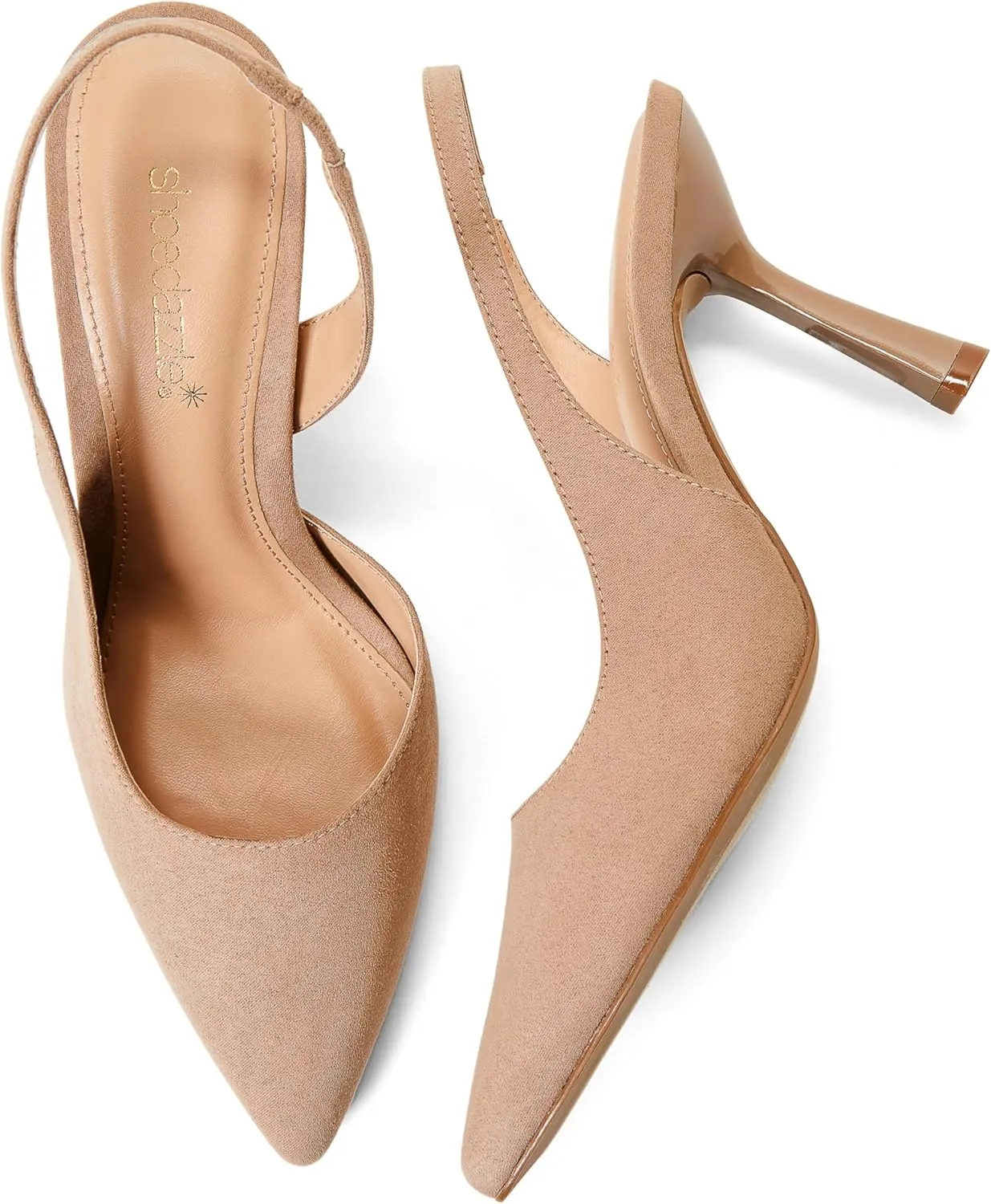 JustFab Black Closed Toe Heels for Women Pointed Toe Kitten Heels Slingback Pumps Dress Shoes for Women