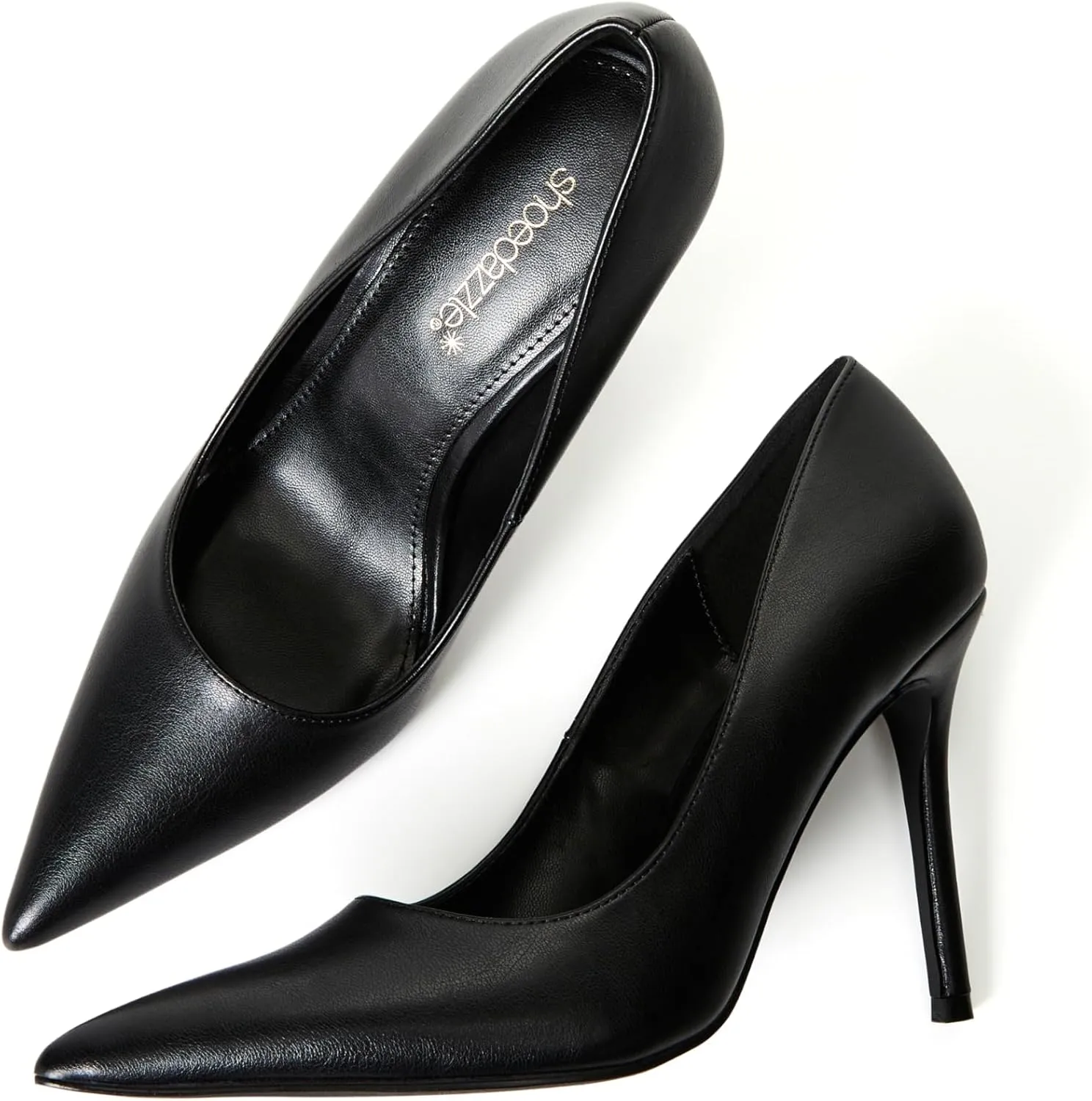 JustFab Women's Closed Toe Pointed Toe Kitten Heels Slip-on Pumps Backless Fashion Dress Shoes for Women Naomi