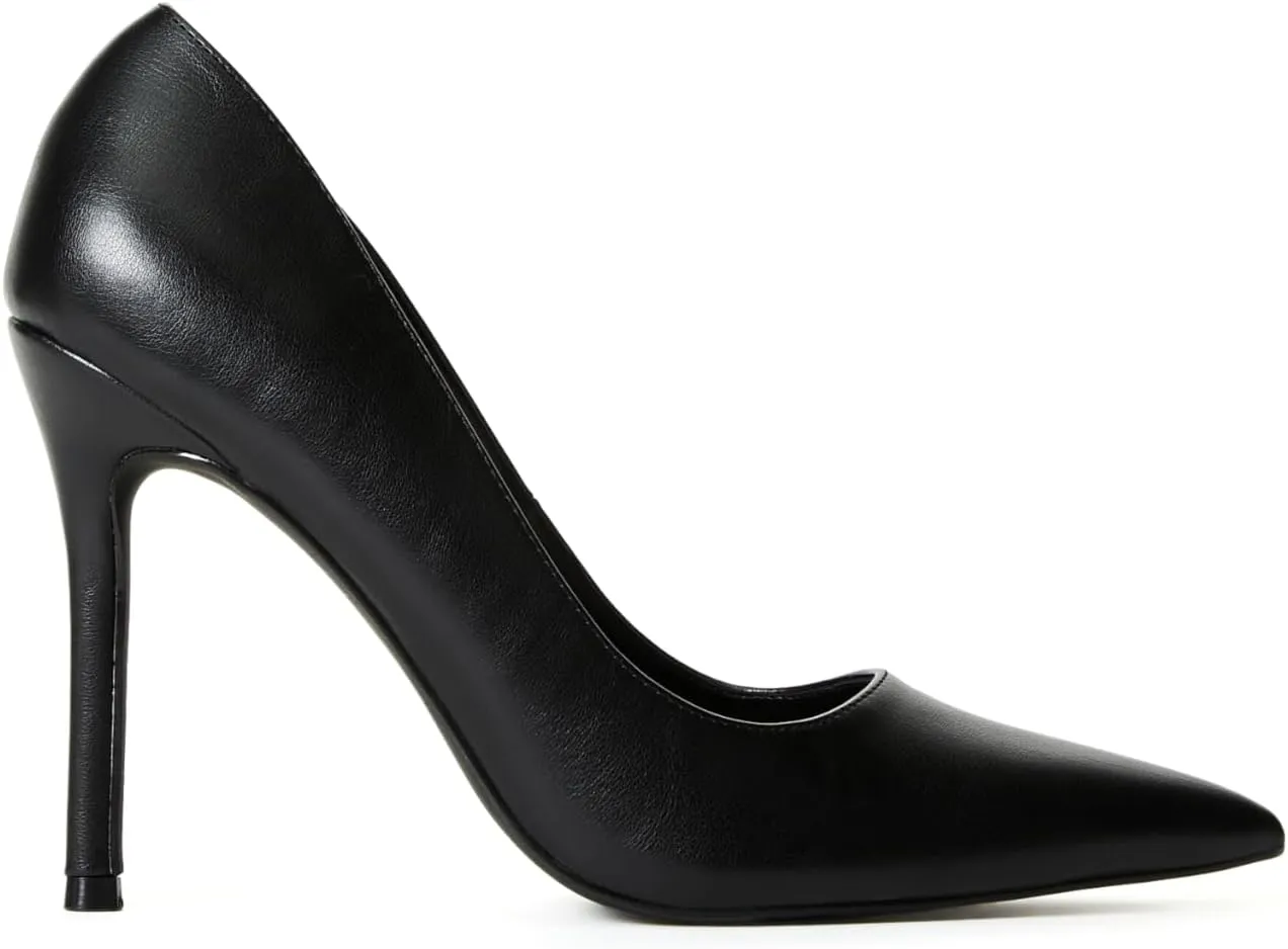 JustFab Women's Closed Toe Pointed Toe Kitten Heels Slip-on Pumps Backless Fashion Dress Shoes for Women Naomi