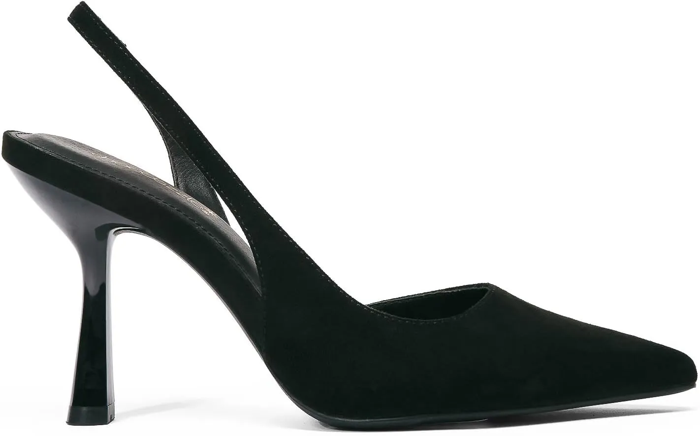 JustFab Women's Pointed Toe High Stiletto Heels Slingback Stretch Slip-on Pumps Backless Patent Suede Fashion Dress Shoes for Women