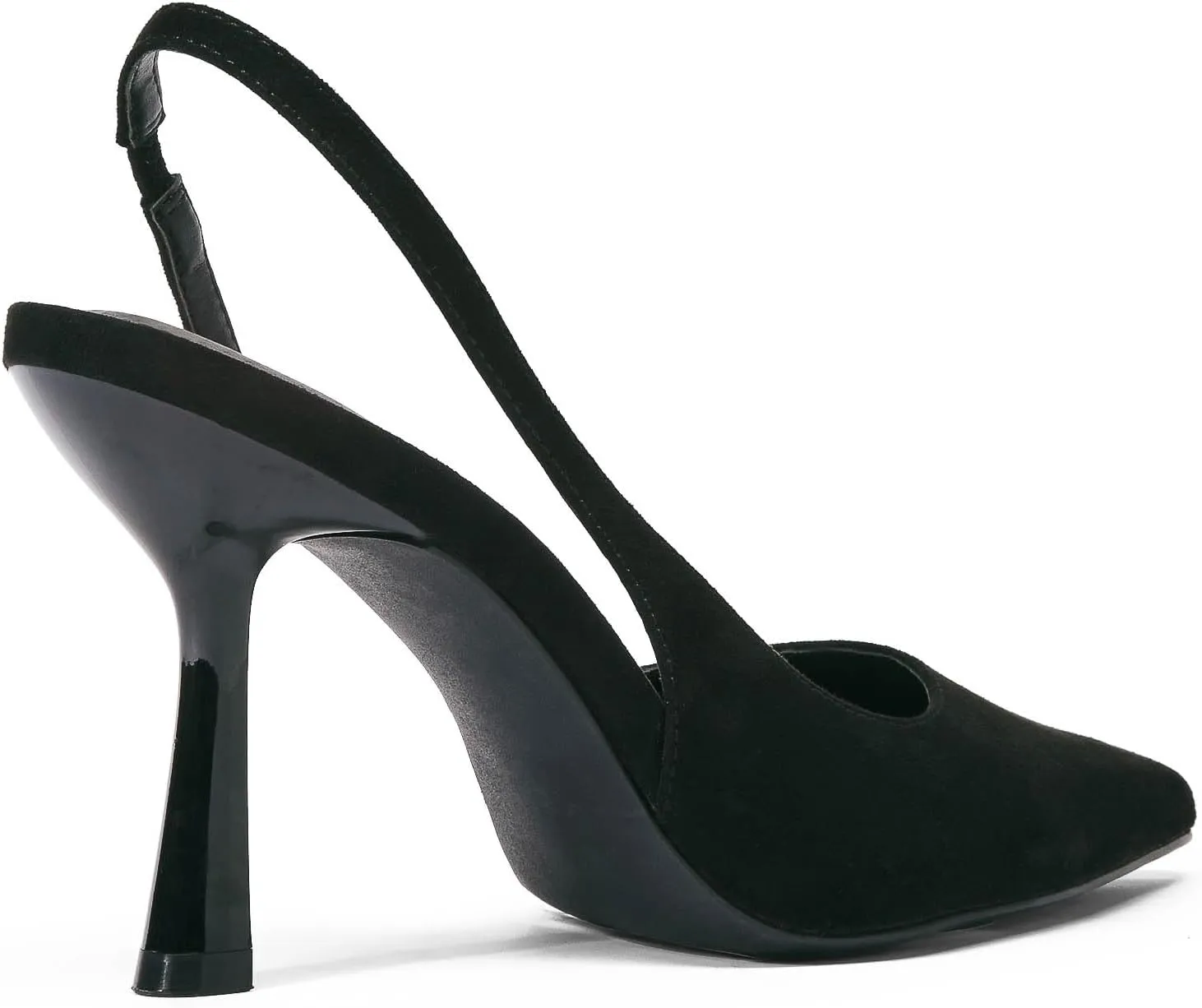 JustFab Women's Pointed Toe High Stiletto Heels Slingback Stretch Slip-on Pumps Backless Patent Suede Fashion Dress Shoes for Women