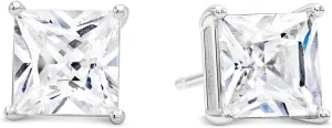 KEZEF Sterling Silver Stud Earrings for Women & Men - 4-Prong Setting Cubic Zirconia Earrings Studs - Premium CZ S925 Hypoallergenic - Available in 14K White and Yellow Gold, Rose Gold - 3mm to 9mm