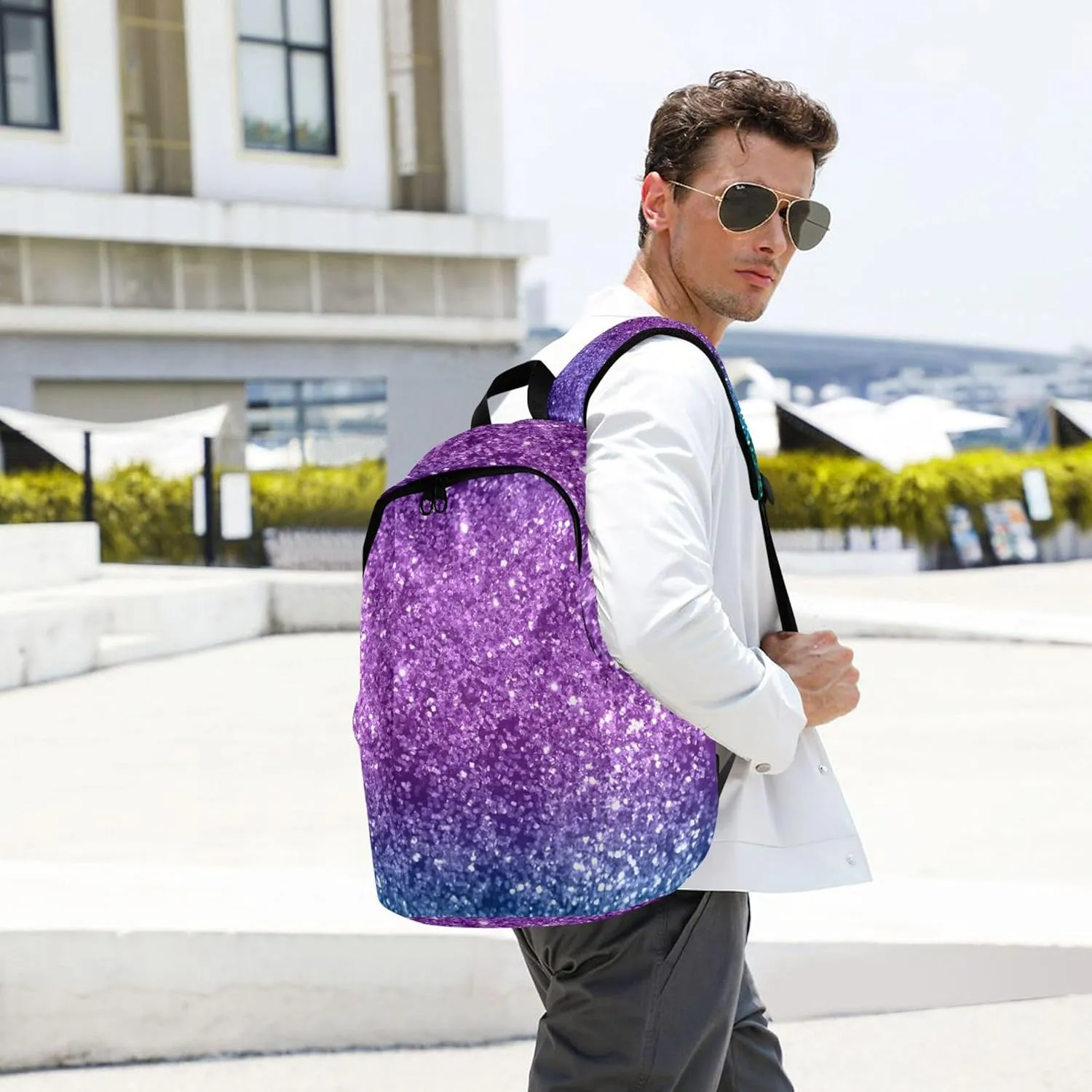 Ladies Cute Backpack for Women Daypack Colorful Space Glitter Simple Gifts Teen College Bookbag