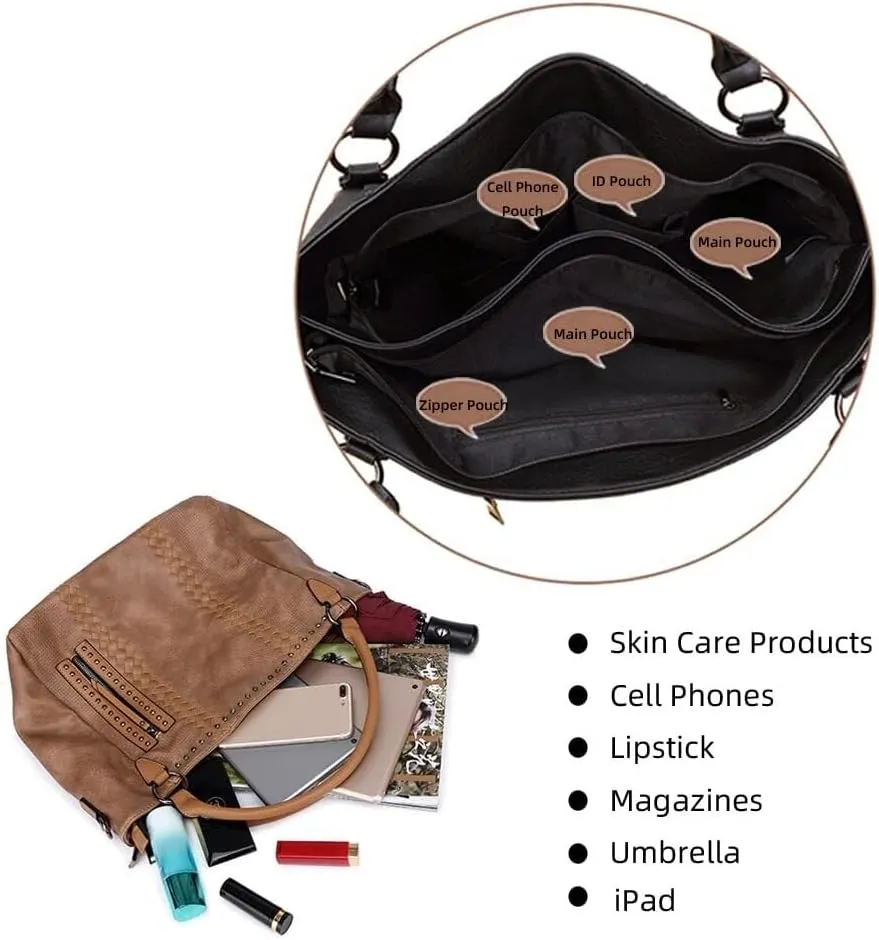 Large Capacity Shoulder Wallet Purse for Work Women’s Tote Handbag with Adjustable Strap Retro Hobo Crossbody