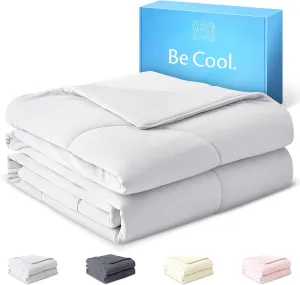Lavish Comforts® Cooling Comforter for Hot Sleepers│Cooling Travel Blanket with Travel Bag │Couch Blanket Breathable Cold Bedding for Menopause Night Sweats│Lightweight Summer Bedding │Twin XL Grey
