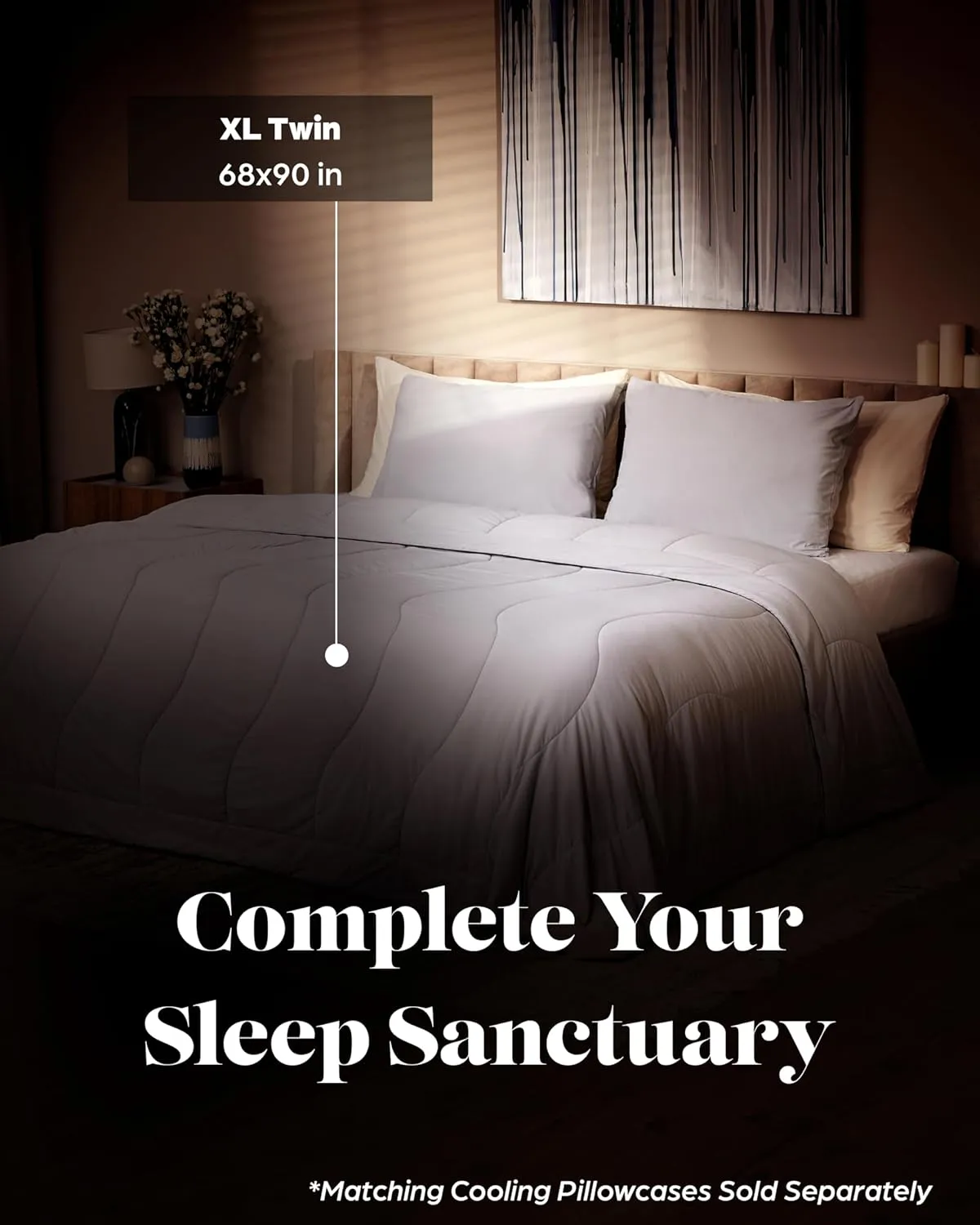 Lavish Comforts® Cooling Comforter for Hot Sleepers│Cooling Travel Blanket with Travel Bag │Couch Blanket Breathable Cold Bedding for Menopause Night Sweats│Lightweight Summer Bedding │Twin XL Grey