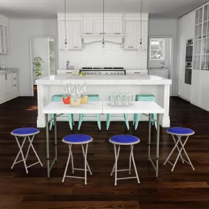 Lavish Home Folding Stool Set - Set of 4 Heavy Duty 18-Inch Stools with 225lb Capacity for Kitchen, Dorm, or Rec Room - Portable Stools for Adults (Blue)