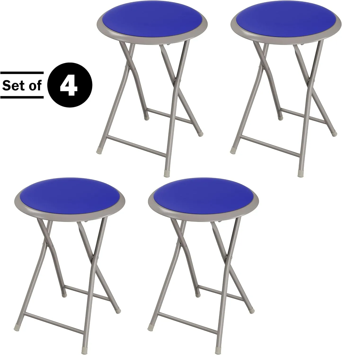 Lavish Home Folding Stool Set - Set of 4 Heavy Duty 18-Inch Stools with 225lb Capacity for Kitchen, Dorm, or Rec Room - Portable Stools for Adults (Blue)