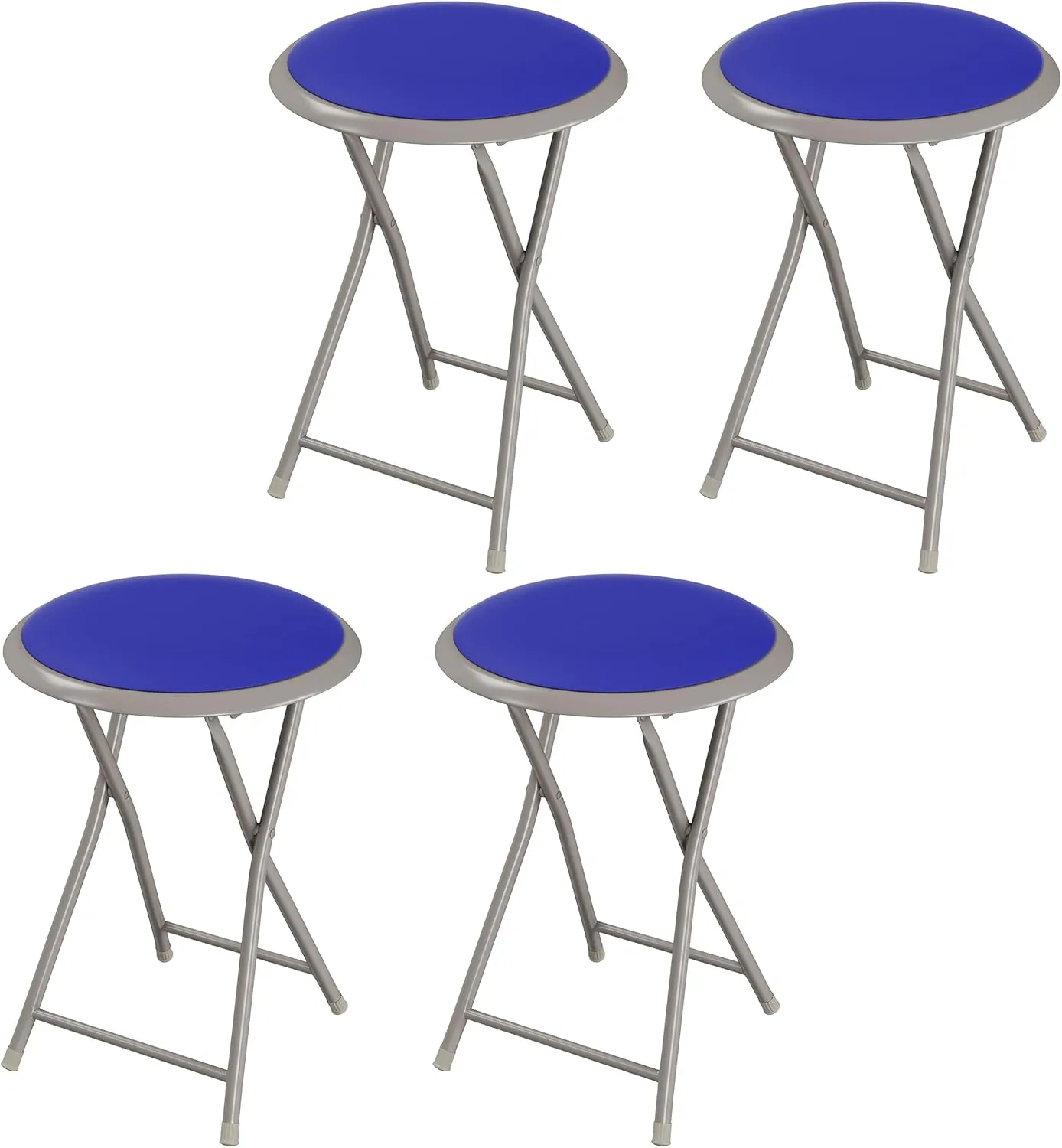 Lavish Home Folding Stool Set - Set of 4 Heavy Duty 18-Inch Stools with 225lb Capacity for Kitchen, Dorm, or Rec Room - Portable Stools for Adults (Blue)