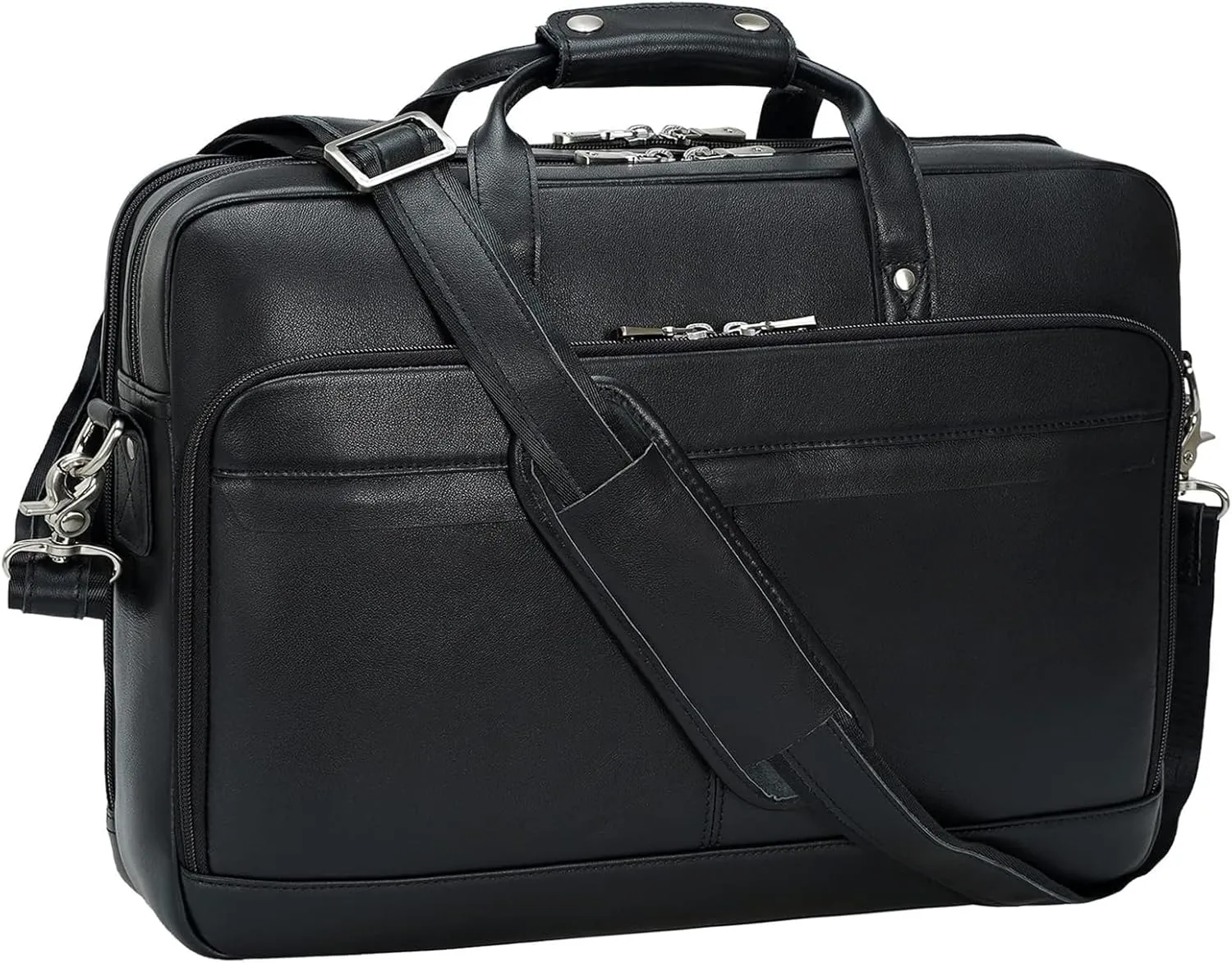 Leather Briefcase for Men 17 Inch Laptop Crossbody Shoulder Messenger Bag Attache Case for Business Travel Work Lawyer