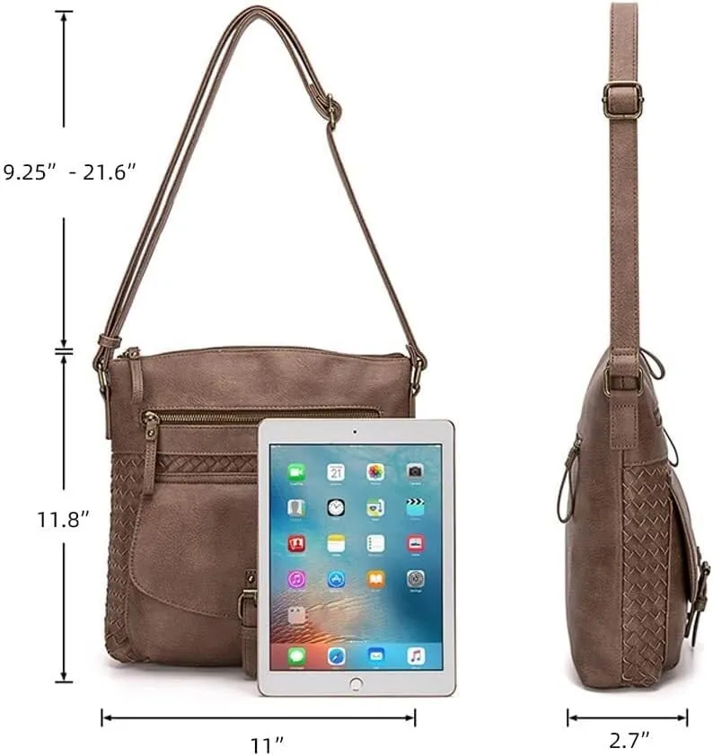 Leather Tote Handbag Roomy Messenger Satchel for Work Daily Travel Shoulder for Women Hobo Crossbody Purse