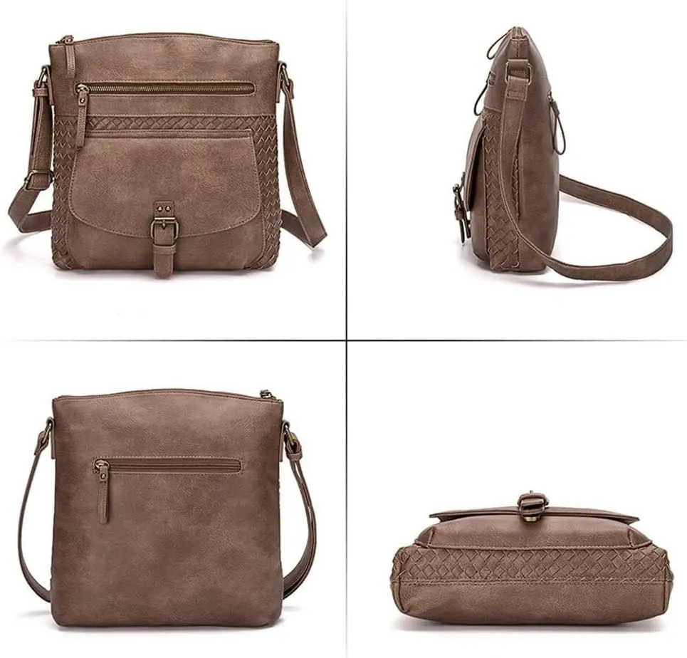 Leather Tote Handbag Roomy Messenger Satchel for Work Daily Travel Shoulder for Women Hobo Crossbody Purse