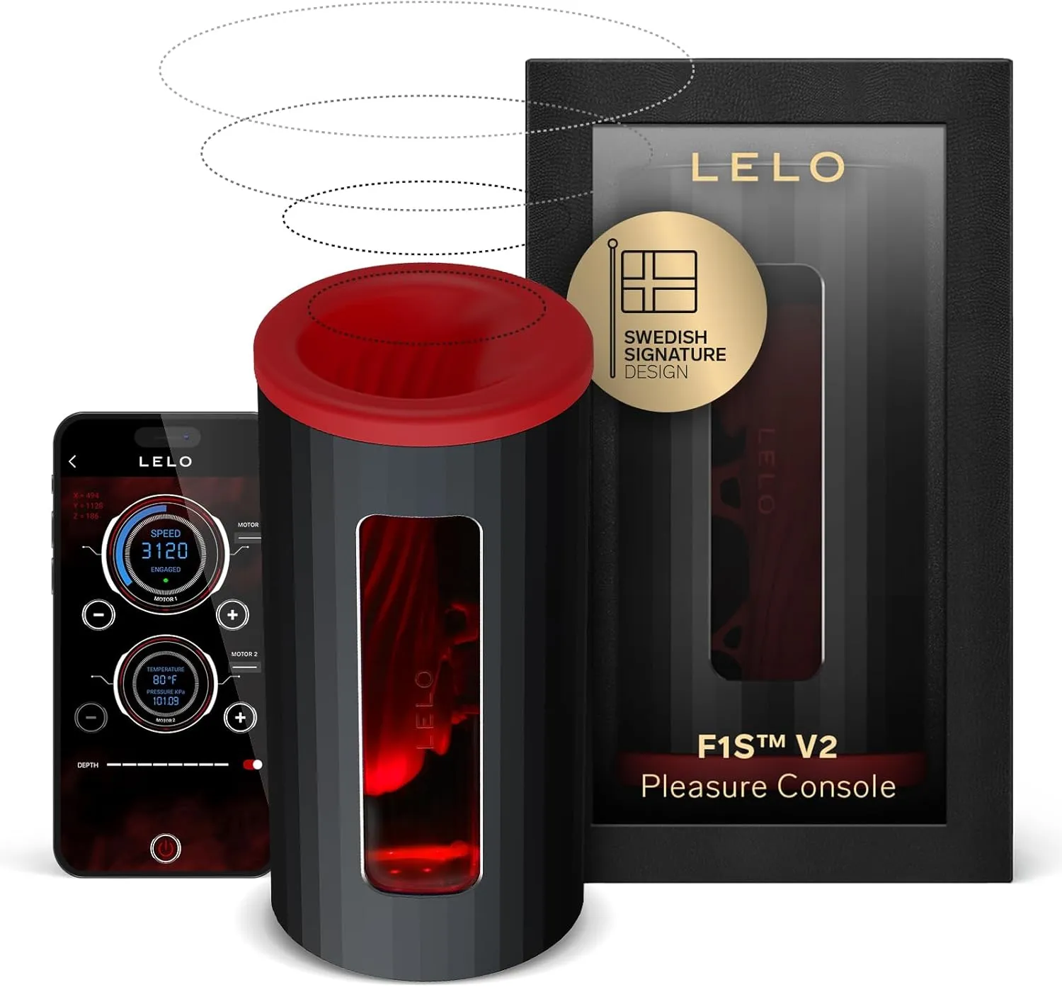 LELO F1S V2 Waterproof Male Masturbator, Male Stroker, Masturbator Sleeve, Sillicone Pocket Pussy, Sex Toy for Man, Sexual Pleasure Tool, Toy with 4 Vibrations, Red