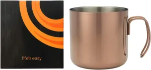 Life's Easy 14 oz. Mule Copper Stainless Steel Mug - Double Walled Thermal Tumbler for Moscow Mules, Cold & Hot Drinks, Coffee & Wine - Travel Cup Great for Events, Outdoor & Camping (Copper)