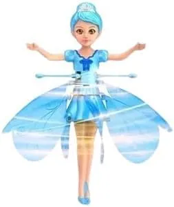 Little Flying Fairy Levitation Girl Dancing Sensory Toy - Cute Gesture Sensing Toy for Children- Inductive Aircraft with Sensors - Mini Flying Toy Helicopter-Blue
