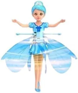 Little Flying Fairy Levitation Girl Dancing Sensory Toy - Cute Gesture Sensing Toy for Children- Inductive Aircraft with Sensors - Mini Flying Toy Helicopter-Blue